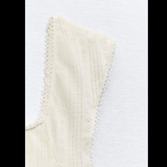 NWT ZARA FLORAL POINTELLE TOP - Picture 6 of 8